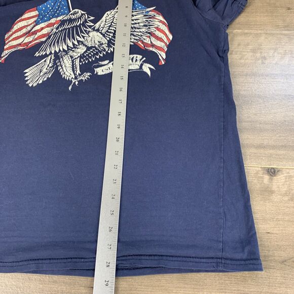 Home Of The Brave T-Shirt XL Blue Adult Short Sleeve Eagle American Flag Graphic - Picture 9 of 11